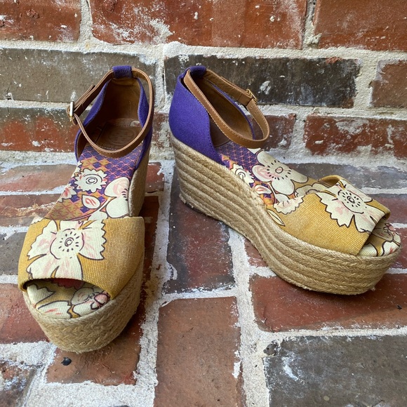 Tory Burch Floral Wedge Espadrilles - Picture 1 of 16